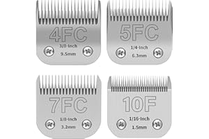 HELISAN Dog Grooming Clipper Replacement Blades, Pet Clipper Blades Compatible with Wahl/Andis/Heiniger/Oster Dog Clipper, Ceramic Blade & Stainless Steel Blade, Rust Resistant (4F+5F+7F+10F)