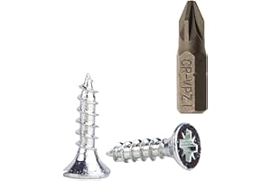 MARCOPOL Lot de 100 vis à bois en acier zingué 3,5 x 15 mm Vis à tête fraisée Vis à panneaux d'aggloméré