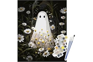 NPCSWXQ Halloween Geister Malen Nach Zahlen Kit für Erwachsene Anfänge,Blumenmotiven Paint By Numbers für Home Schlafzimmer Studie oder Büro Dekoration Jungen und Mädchen Geschenk 40x50cm