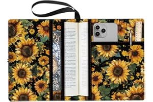 CRASPIRE Copertine per Libri A Forma di Girasole Protezione per Libri A Forma di Fiore Custodia per Libri Multistrato per Libri Tascabili Copertina per Libri in Tessuto Lavabile con Tasca Extra