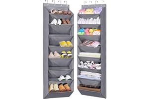 ‎MISSLO MISSLO Tür Schuhregal Schmal Schuhaufbewahrung Hängend mit 8 tiefen Taschen Passt 20-Paar Schuhorganizer, Kleiderschrank Schuhhalter für Tür Hängeorganizer, Grau