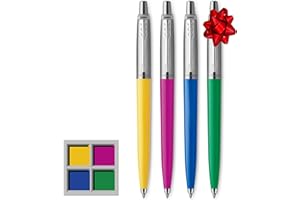 Parker Jotter Originals Ballpoint Pens | Assorted Retro Finishes | Medium Point | Handwriting Pens & Stationery Supplies | Black Ink Pen Set | 4 Count