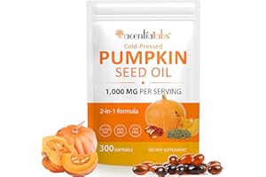 RKPROUC 300 PCS Pumpkin Seed Oil Capsules,Pumpkin Seed Extract (3000mg per 3 Soft Gel Serving) | 2 in 1 Pumpkins Seed Oil for Hair Growth, Cold Pressed, Supports Hair, Heart, Skin Supplement | Non-GMO