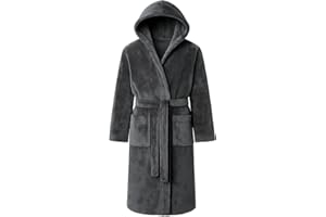 ADORE HOME Mens Hooded Fleece Dressing Gown Soft Cosy Warm Bathrobe Hood