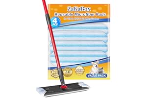 ZaKaBox 4 Pack for Vileda H2PrO Flat Mop Refill, Stubborn Dirt Removal, Machine Washable and Reusable Replacement Mop Pads for All Hard Floors