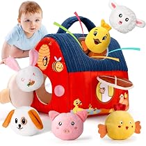 JOYVOVO Juguetes De Granja De Peluche Para Bebés 6-12 Meses, Con Sonajas, Crujidos Y Espejo, Estimulación Sensorial Y Motricidad Fina, Regalo Montessori