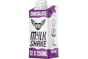 Rebel Kitchen - Chocolate Mylk Shake - Organic Milk Beverage - 12x 250ml - Carbon Neutral - Plant Based Milkshake Drink - Vegan Certified