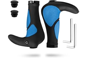Simpeak Bicycle Handlebar Grips Ergonomic, Bike handle with Bar Ends Horns Rubber Comfortable Protector for BMX MTB (Suitable for 22.2mm)