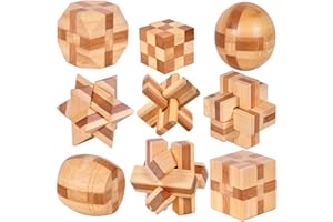 Chonor 9 Pièces 3D Puzzle Casse-tête en Bois - Classique Brain Teaser IQ Puzzle Éducatif Jouet Jeu Jigsaw pour Enfants et Adultes - Idée de Cadeau et de Décoration