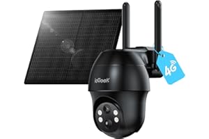 ieGeek 4G Telecamere da Esterno senza Fili, 2K 3MP Telecamera Pannello Solare con Sim, Batteria 10000mAh,PTZ 360°,Rilevamento PIR, Visione Notturna a Colori,IP65,senza WiFi