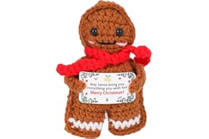 TOYMIS Omino Pan di Zenzero Uncinetto Positivo, Adorabile Regalo Supporto Emotivo Bambola Natale Lavorata a Maglia Fatta a Mano con Biglietto Motivazionale per Famiglia Amici Colleghi Casa Ufficio