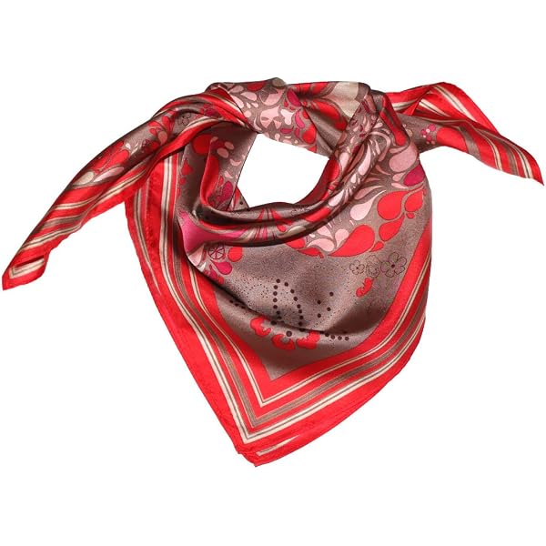 Foulard En Soie 100% Lorenzo Cana - 90x90 Cm - Motif Feuilles Rose/saumon - Printemps/été