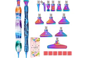 Heflashor 20Pcs Diamond Painting Pen Tools,Stainless Steel Metal Screw Thread Tips, Diamond Painting Accessories Pen with Ergonomic Resin,Diamond Art Pen for DIY Craft,Embroidery Decor