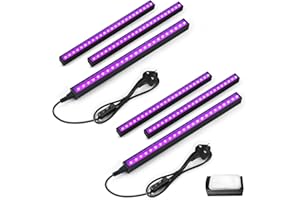 Barrina T5 UV Black Light, Linkable UV LED Lights UK Plug with On/Off Switch, 10W 1ft, Magnetic, Portable Aluminium Blacklight for Fluorescent Poster Glow Party Paint, Halloween Decor, 6 Packs