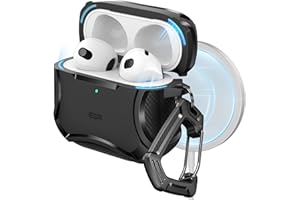 ESR Etui do AirPods 4 (HaloLock), kompatybilne z AirPods 4. generacji (2024), kompatybilne z MagSafe, potężna ochrona przed upadkiem, magnetyczna pokrywa, seria Cyber, czarne