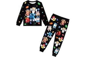 HNLAZJL Boys Clothes Set Brain Cartoon Long Sleeve Shirt and Pants Outfits for Kids 5-12 Years