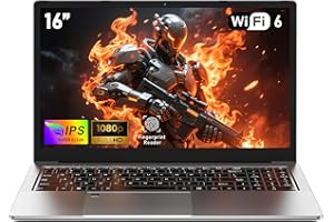 NAIKLULU 16 Pouces Pc Portable Gamer Laptop R7 5825U Processor (2,0 à 4,5 GHz), 32GB RAM 1TB SSD Ordinateur Portable Gaming Computer 2025, Clavier Rétroéclairé/Webcam/Touchpad/Type-C/51.97Wh