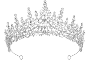 KAIYAYA Corona da donna, diadema per matrimonio, adulto, argento, corona da principessa, corona da sposa, corona di cristallo, tiara per compleanno, ballo di fine anno, addio al nubilato, carnevale