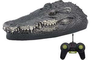 XHXseller Bateau crocodile RC flottant, tête de crocodile, appât à tête d'alligator pour art. Pour eau, piscines et bassins 3,7 V (31,3 x 14,4 x 12,5 cm)