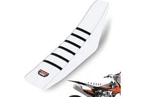 MCHMFG Universal Ribbed Dirt Bike Seat Cover - Gripper Soft Motorbike Accessories Seat Cover for Most Dirt Pit Bike Motorcycle (White-White)