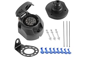 SPARKMOTO Presa Rimorchio 13 Poli Impermeabile,Norma ISO11446,12V Presa 13 Poli Rimorchio femmina per Auto Camion gancio traino Connettori,con Staffa di Montaggio E Guarnizione isolante(Presa 13 Poli)