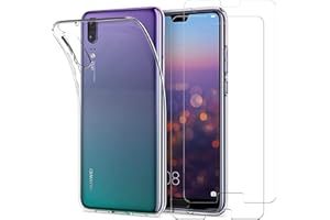iLiebe Huawei P20 Hülle + Schutzfolie,[1 Hülle + 2 Schutzfolie] Schutzhülle Handyhülle TPU Silikon Case Cover Schutzfolie Folie Glas [9H Härtegrad] [Ultra Klar] [Anti-Kratzen] für Huawei P20