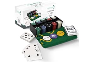 Tanness 200 Pcs Poker Set, Casino Texas Holdem Poker Set with Chips, Poker Mat & Tin Box | Gambling Cards & Casino Chips for Black Jack Games