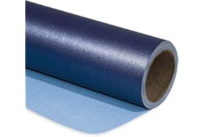 RUSPEPA Papel De Regalo Azul Marino Mate - Mini Rollo - Color Sólido Nacarado - Papel Brillante Perfecto Para Bodas, Cumpleaños, Navidad, Baby Shower - 43.2 cm X 10 m