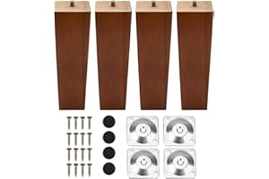 INMOZATA Patas de Muebles de Madera Roble, 4 Patas para Muebles Madera, Pies para Madera, Patas de Recambio para Sofá, Banco, Mesa de Té, Silla, Escritorio, Armario, Otomana, con Rosca M8 - Marrón, 16cm