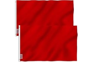 ANLEY Pack of 2 Fly Breeze 3x5 Foot Solid Red Flag - Vivid Color and UV Fade Resistant - Canvas Header and Double Stitched - Plain Red Flags Polyester with Brass Grommets 3 X 5 Ft