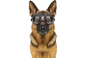 Fohuanky Dog Goggles for Medium Large Breeds Adjustable Strap Dog Sunglasses UV Protection Eyewear for Golden Retriever Labrador German Shepherd Boxer (Transparent)