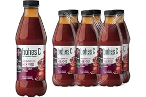 hierro y vitaminas Reduce el cansancio - hohes C Nutribebida con Hierro y Vitamina C Zumo de Manzana, Tomate, Granada y Frambuesa Zumo 100% natural Pack 6 x1L