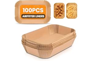 Xiaya 100PCS Rectangle Air Fryer Liners Disposable for Ninja Dual AF300UK, AF400UK, AF500UK & Tower Dual Zone – Non Stick Greaseproof Paper Liners for Easy Cooking & Cleaning