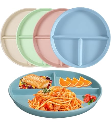 Assiette Divisée 3 Compartiments - Assiette Portion Contrôlée Résine Incassable Pour Régime