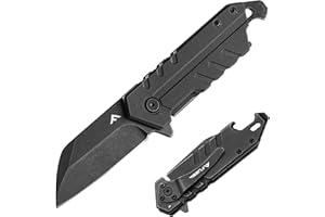 FLISSA Navaja Plegable, Cuchillo Plegable con Mango G10, Cuter de Bolsillo, con Abrebotellas, Clip y Destornillador Plano, Longitud Plegada 10 cm, para Acampada, Senderismo, Escalada, Viajes