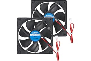 AITRIP Lot de 2 ventilateurs 12025 - 120 x 120 x 25 mm - pour refroidissement DC 12 V - Pour boîtier d'ordinateur - 2 broches - 2 fils pour refroidir le boîtier - CPU - Radiateurs