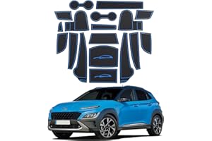 LFOTPP Hyunda*i Kona 2022 mata antypoślizgowa, do konsoli środkowej, uchwyt na napoje, mata na ramię, akcesoria do schowków w drzwiach, zmywalna mata antypoślizgowa, 18 sztuk (niebieska)