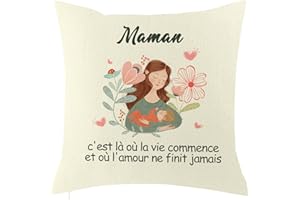RGHSZ Cadeau Maman,Cadeau Maman Noel,Cadeaux Maman,Cadeau Fête Des Mères,Cadeau Fete Des Meres,Cadeau Anniversaire Maman,Housse De Coussin Maman,Cadeau De Noël Halloween Pour Maman-Je T'aime, Maman(45*45cm)