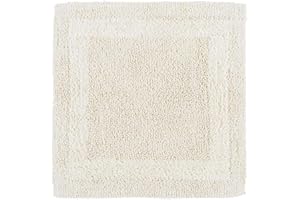 HOMESCAPES Small Bath Mat, Luxury 1600gsm Extra Soft 100% Cotton, Reversible Bathroom Mats Non-Slip, Washable, Super Absorbent, Quick-Dry, Cream Bathroom Rug, 50x50 cm Square