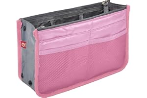 Ducomi Organisateur de Sac à Main Extensible avec 13 Grandes Poches - Bourse avec Fermeture à Glissière et Poignée - Idéal pour Documents, Téléphone, Cosmétiques et Clés (Standard, Pink)