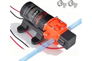 VEVOR Vattentryckspump, 12 V DC 1,2 GPM (4,5 l/min), 2-kammare självflödande membran vattenpump med 2 slangklämmor, 80 PSI max tryck, tyst drift, för husbil, husvagn, marin, trädgårdsbevattning