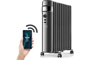 Taurus Alpatec Agadir Connect 2500 - Radiateur à bain d'huile 2500W, Wifi, APP, Commandes vocales, 3 intensités, température régulable, mode ECO, roues, programmable, 11 éléments, jusqu'à 25m2