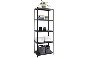 EYEPOWER shelfr Scaffale Metallo Nero Design Stile Industriale - 61x41x170 Libreria Moderna a 5 Livelli - Scaffale Verticale a Colonna Mobile Studio Arredamento Mobili Ufficio Moderni Mobile Divisorio Ambienti