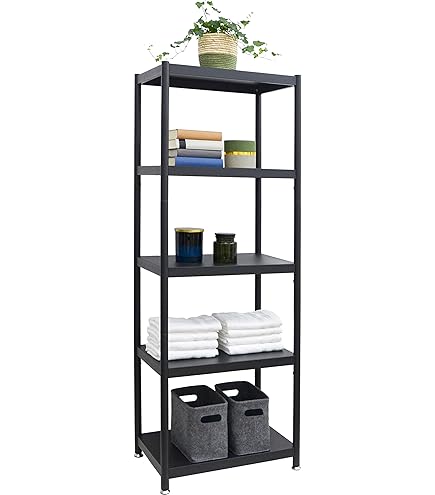 DanDiBo Staand rek zwart smal metaal met 5 niveaus 170x50x35 cm rek badkamer keuken staand metalen rek opbergrek modern