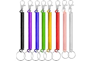 VPPIK 8 Pcs Stretchy Spiral Keyring - 8 Colors Colourful Plastic Keychain Spring Key Holder Extending Retractable for School, Work