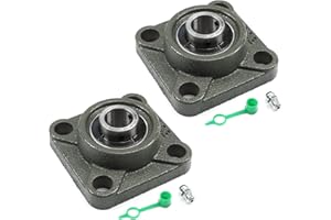 Othmro Lot de 2 Roulement à Coussin à Bride, UCF203, Diamètre d'alésage de 17 mm, en Acier et Serrure à Vis en Fonte, Auto-Alignant, pour le Montage sur des Surfaces Verticales à l'axe de l'arbre