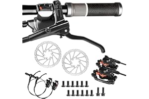 Rikmody MTB Hydraulic Disc Brakes Set,Front 800mm Rear 1400mm Bicycle Hydraulic Brake Kit,Aluminum Alloy Mountain Bike Hydraulic Disc Brake Levers with Universal is/PM Adapter