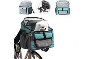 YALLMIE Panier Chien Velo, 4-en-1 Panier Avant Vélo Panier de Vélo Avant pour Chiens Fixation Rapide Jusqu’à 5 Kg Sac à Dos Animaux de Compagnie Fenêtres en Maille Respirantes Panier Pliable 37 * 27 * 40cm