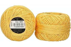 ‎ANCHOR Anchor 4591008-00305 Stickgarne, 100% Baumwolle, goldgelb, Stärke 8, 82m, 16 Gramm