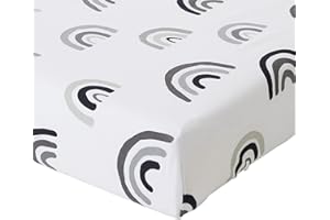 SNUZ 2 Pack Crib Fitted Sheets 44 x 80cm – Mono Rainbow Design – Light, Breathable & Luxurious Jersey Cotton Made To Last & Designed To Fit SnüzPod Bedside Cribs